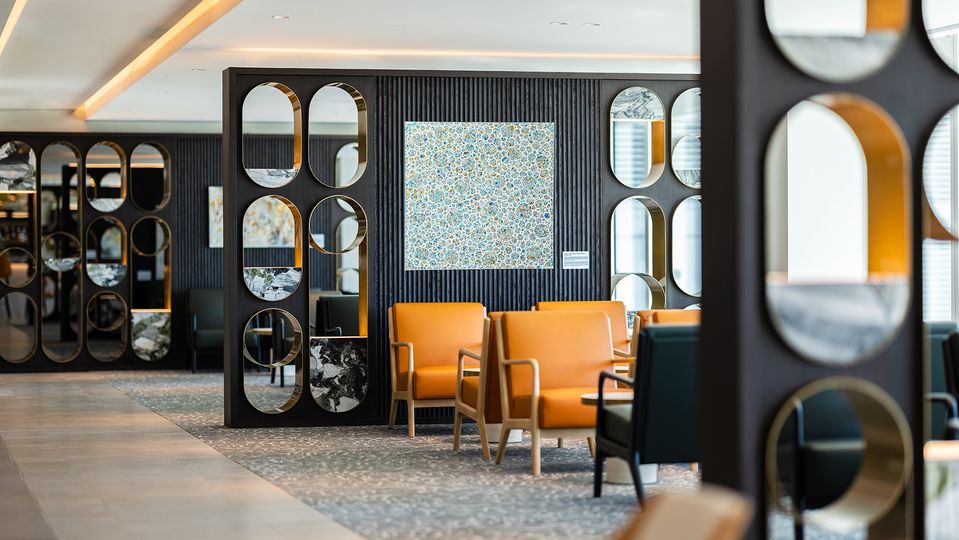 Artworks by South Australian artists can be seen throughout the lounge.