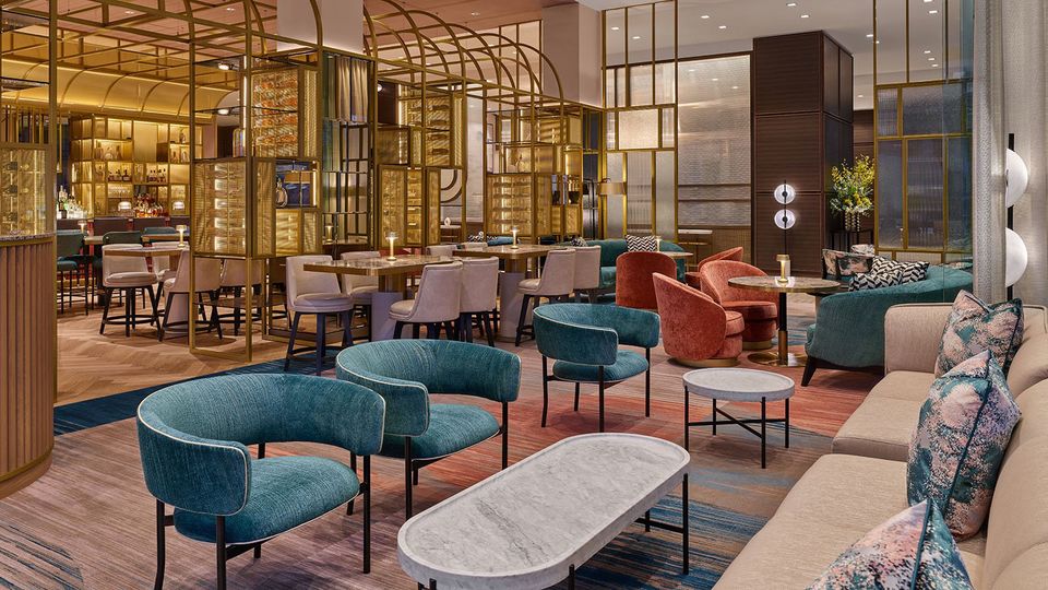 Adjacent to the lobby, The St. Regis Bar offers an extensive array of cocktails, plus a curated menu.