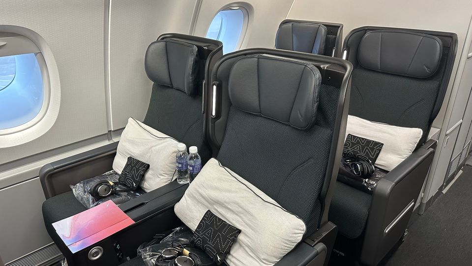 Qantas A380 premium economy: the last rows in the cabin.