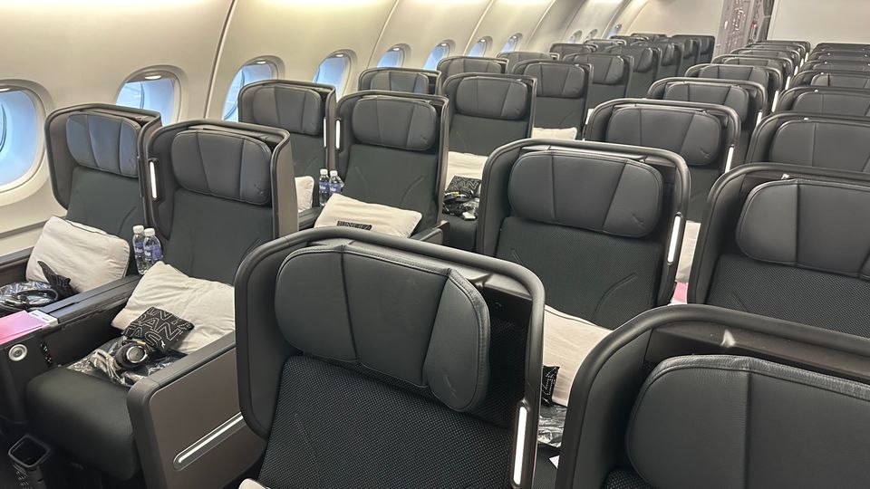Qantas A380 premium economy cabin.