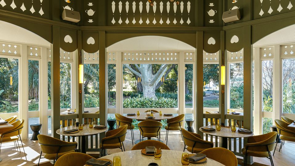 The beauty of the Botanic Gardens is on full display from the dining room.