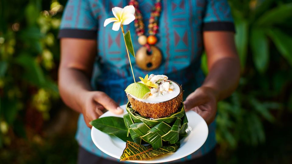 Kokoda is made of deliciously fresh seafood cooked in lime juice and coconut milk.