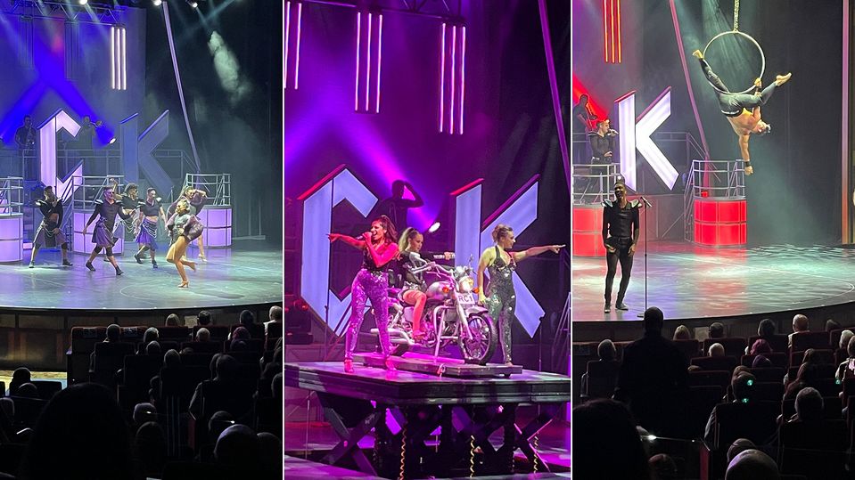 Music, dance and athletic ability collide in the ship's main theatre.