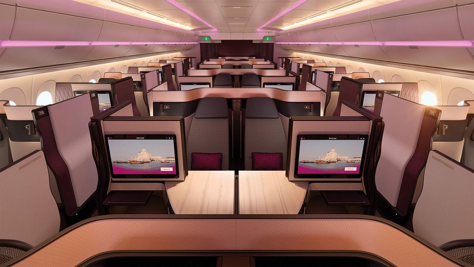 Business class on the Boeing 787 is fitted with 46 front and rear-facing suites.