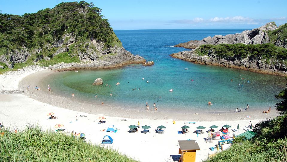 Tomari Beach, one of Shikinejima's most popular sites.. TCVB Tokyo Convention & Visitors Bureau