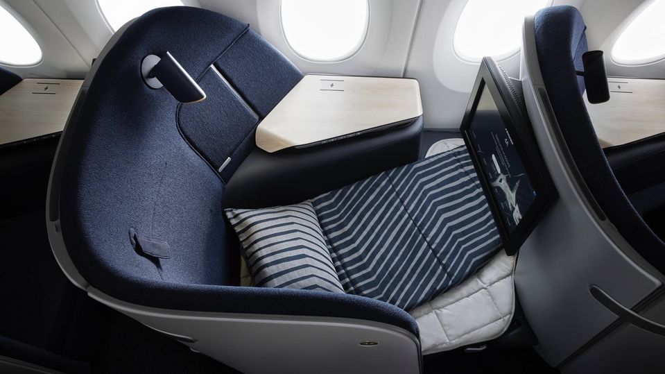 As you'd expect, Finnair's business class still becomes a long lie-flat bed.