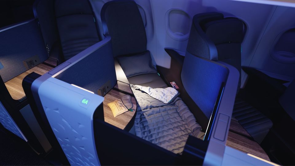Acumen's design portfolio includes JetBlue's A321LR Mint business class.
