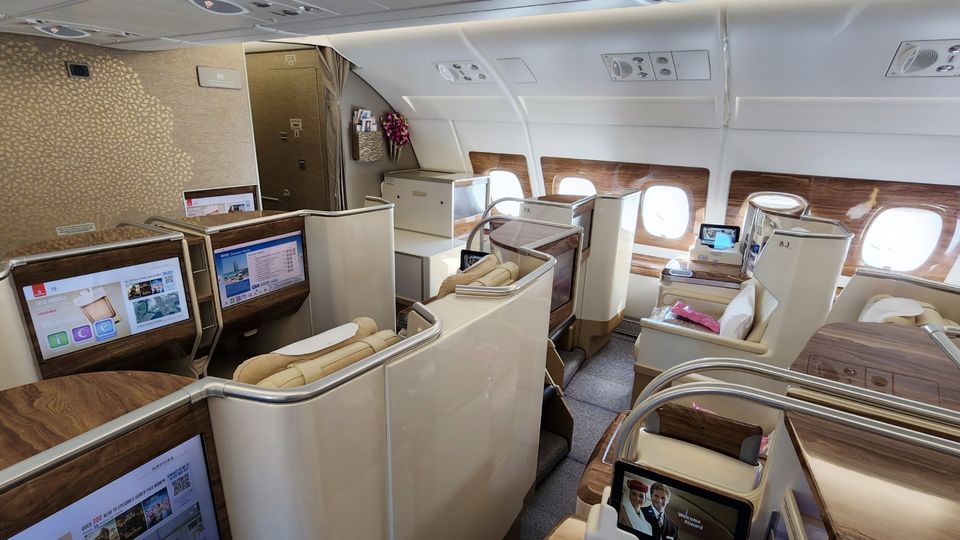 Emirates' A380 business class.