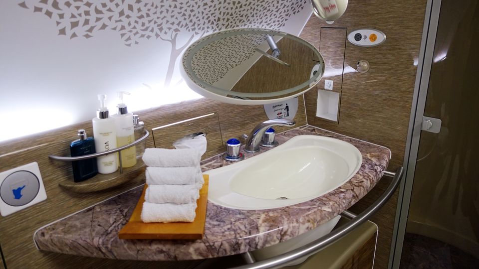 Emirates A380 first class shower suite.