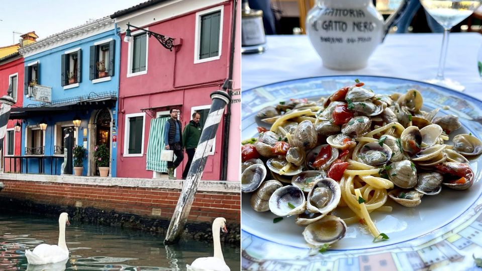 al Gatto Nero, meaning 'black cat', sits alongside the famed canals of Burano.