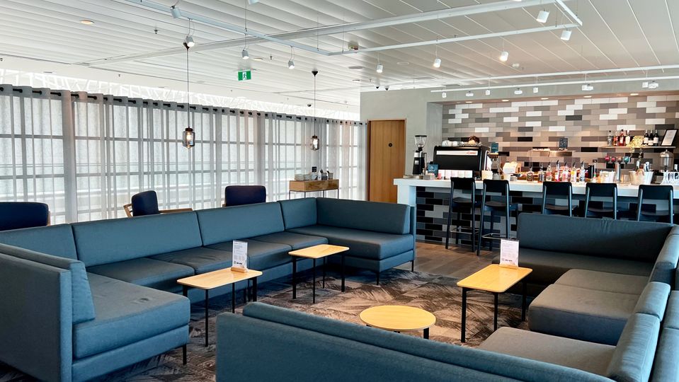 A self-service bar and barista coffee station.
