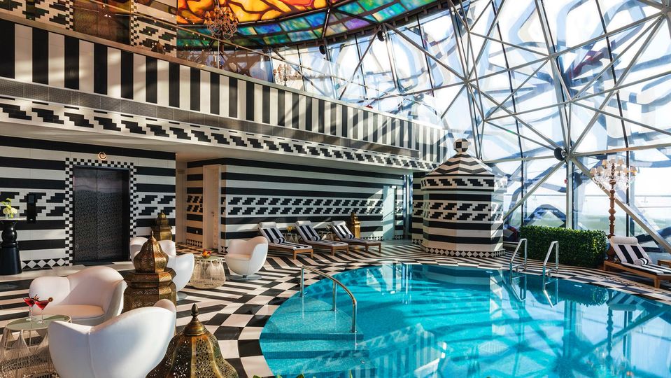 The pool, like the hotel itself, is a surrealist masterpiece.
