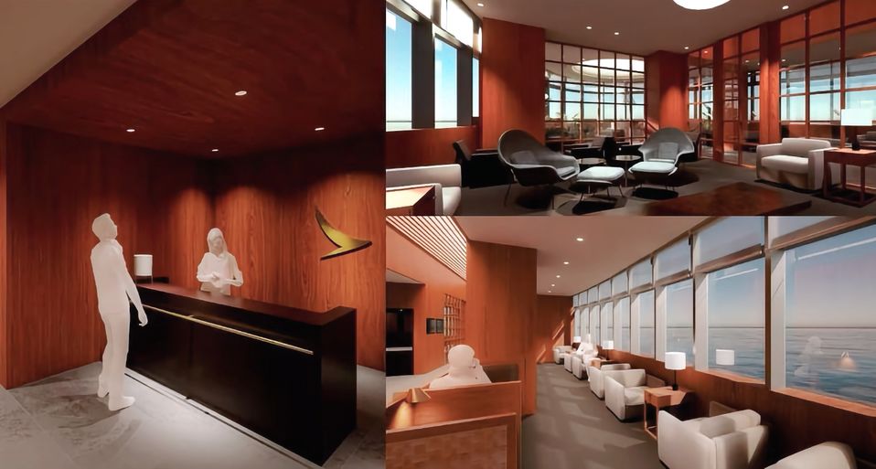 Artist renders of Cathay’s new Shekou ferry pier lounge.