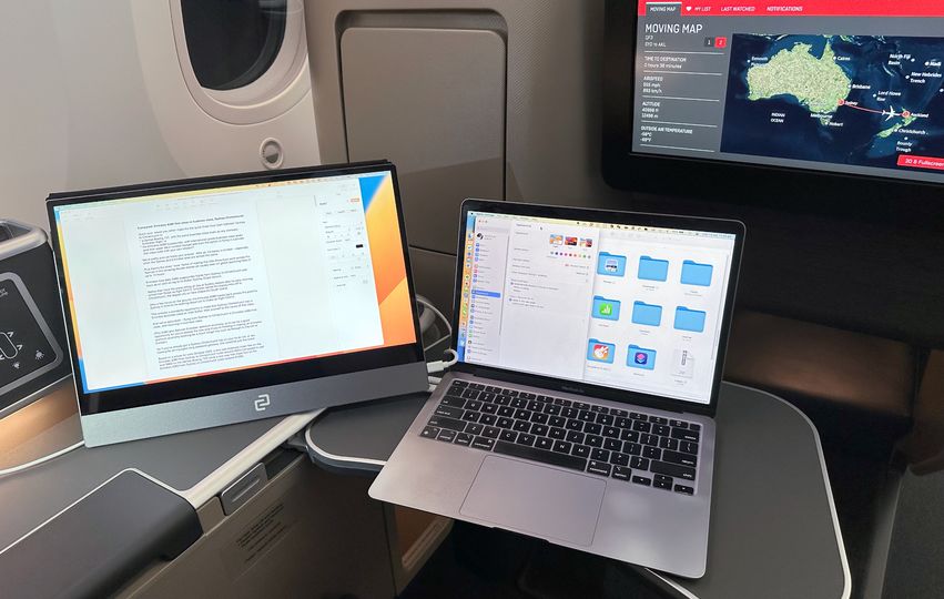 Do more, anywhere: the Espresso display transforms your business class seat into a productive office above the clouds.