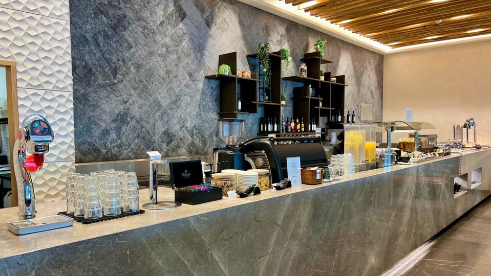Barista coffee is a big plus, unlike push button machines found in the Air NZ and Singapore Airlines lounges.