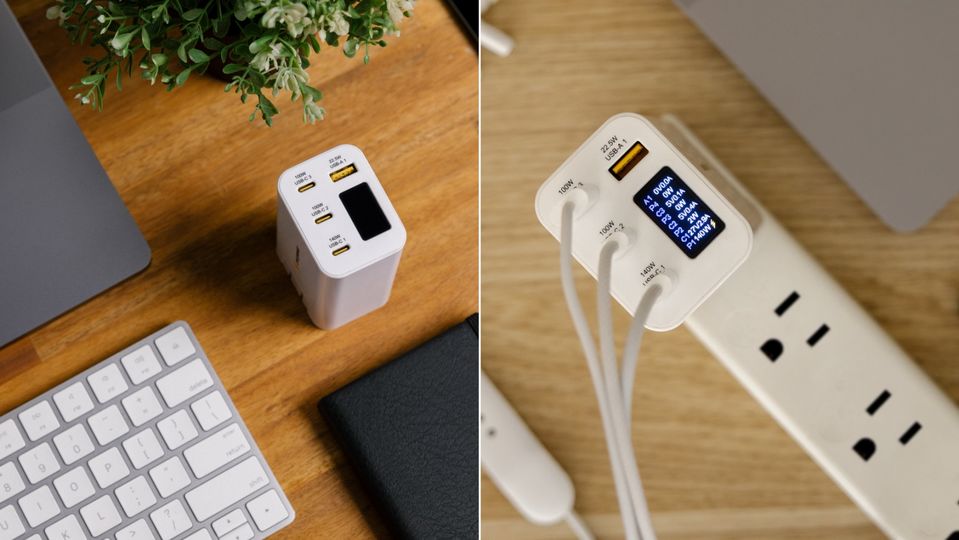 International plugs are easily switched out with a simple slide and click.