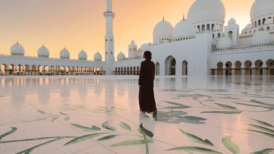 Feel the tranquility at Sheikh Zayed Grand Mosque.