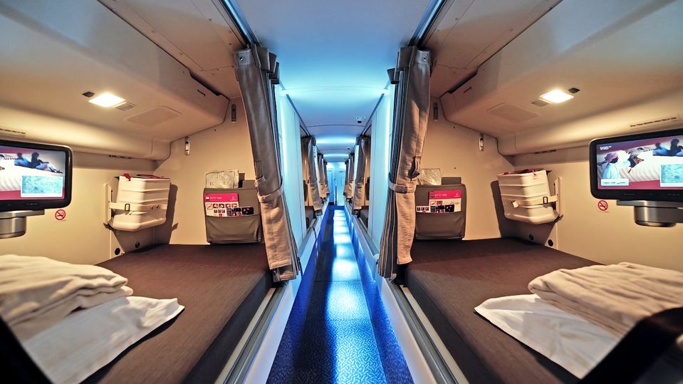The crew rest compartments on an Emirates 777.