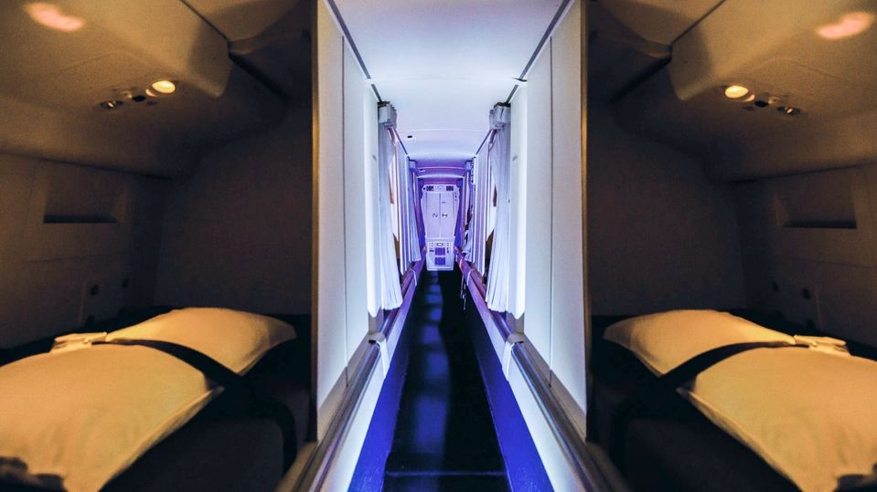 The 777 crew rest bunks look like something out of a railway sleeper carriage.