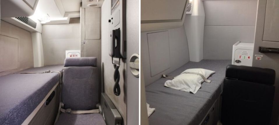 A380 pilots have their own dedicated rest area on the flight deck.