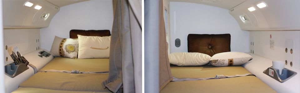 The pilot rest compartment at the front of the A350.