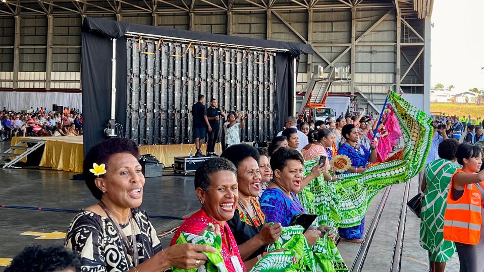 Fiji Airways staff ready to welcome the new aircraft.