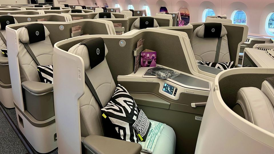 The FJ Airbus A350 features 33 seats in business class, each with direct aisle access.