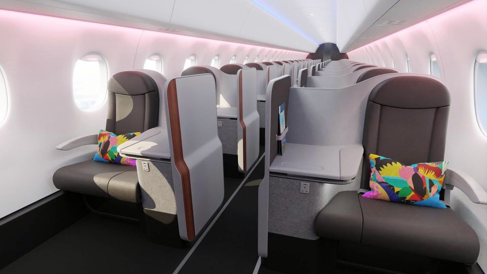 Inside BermudAir's all-business class Embraer 175.