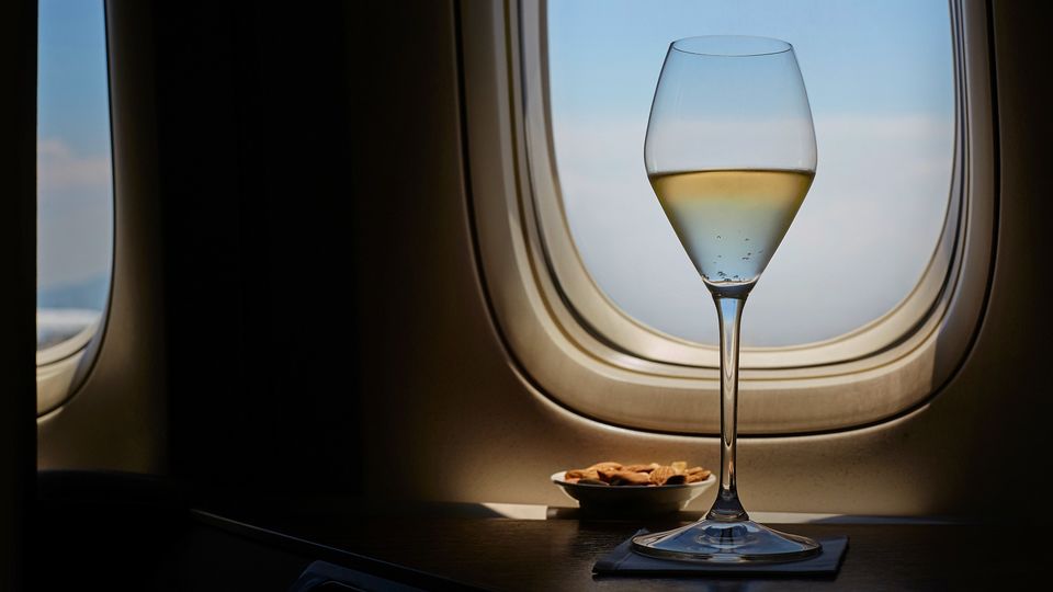 Cathay swapped traditional flutes for tulip-shaped glasses to enhance the aromas.