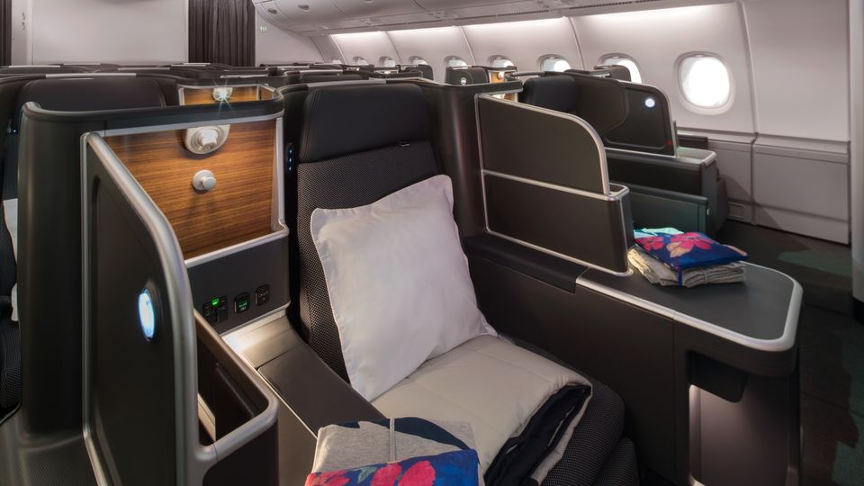 Qantas' upgraded A380 business class.