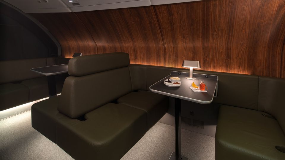 Qantas' upgraded A380 business class lounge.