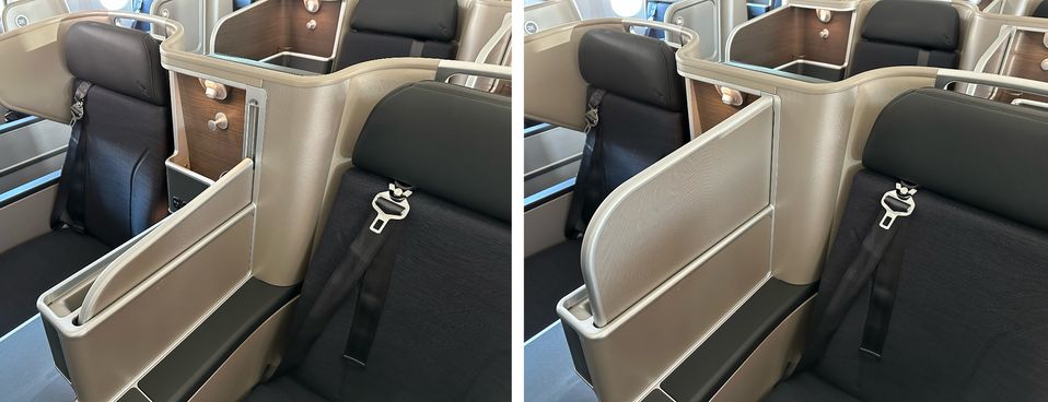 Be sociable or not in the middle seats of Qantas' Boeing 787 business class.