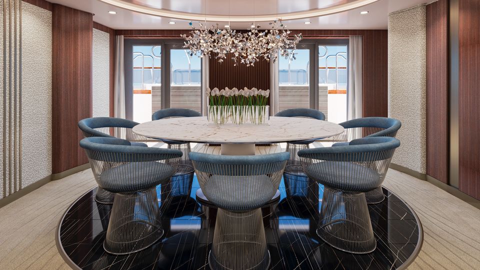 The residence is the most spacious suite onboard.