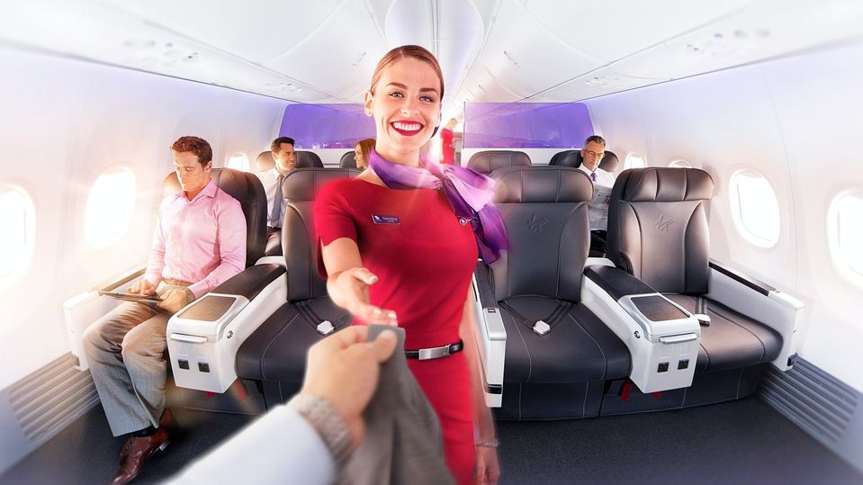 Business class onboard Virgin Australia's Boeing 737.