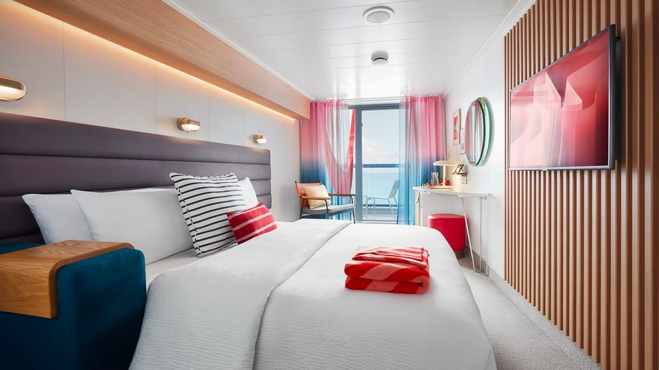 Sea Terrace Cabins convert from a lounge setup by day to a bedroom at night.