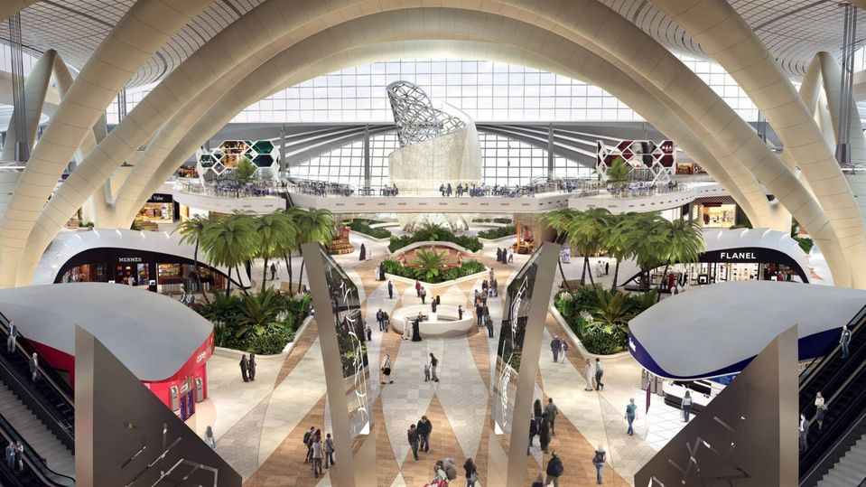 Terminal A's sand-coloured archways soar across retail and dining areas, while state-of-the-art check-in and security facilities promise a seamless passenger experience.