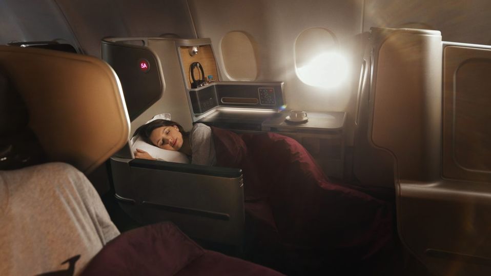 These fully lie-flat beds will be welcome on the overnight flight from Bali to Sydney.