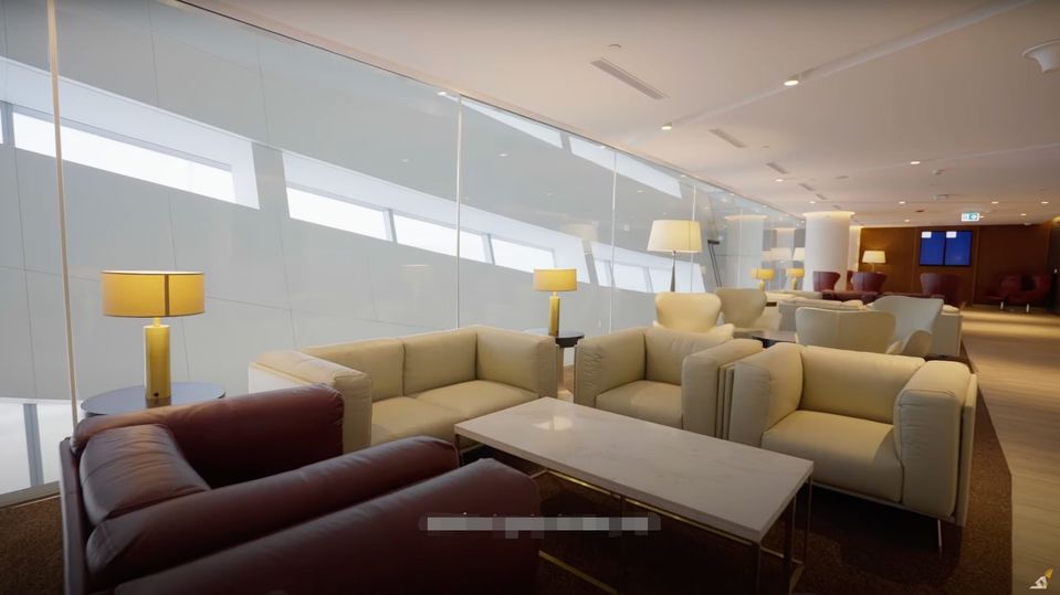The lounge is flooded with natural light.