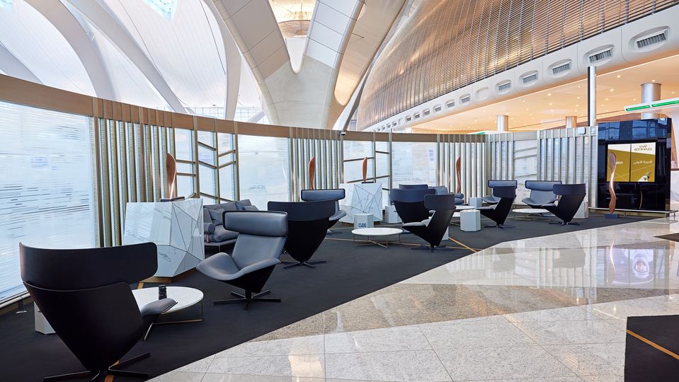 Abu Dhabi Terminal A Etihad Airways first class check-in area.