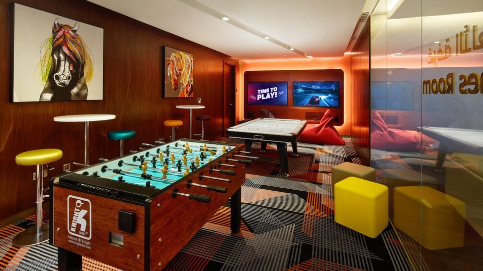 The Games Room at Etihad's new Terminal A business class lounge.
