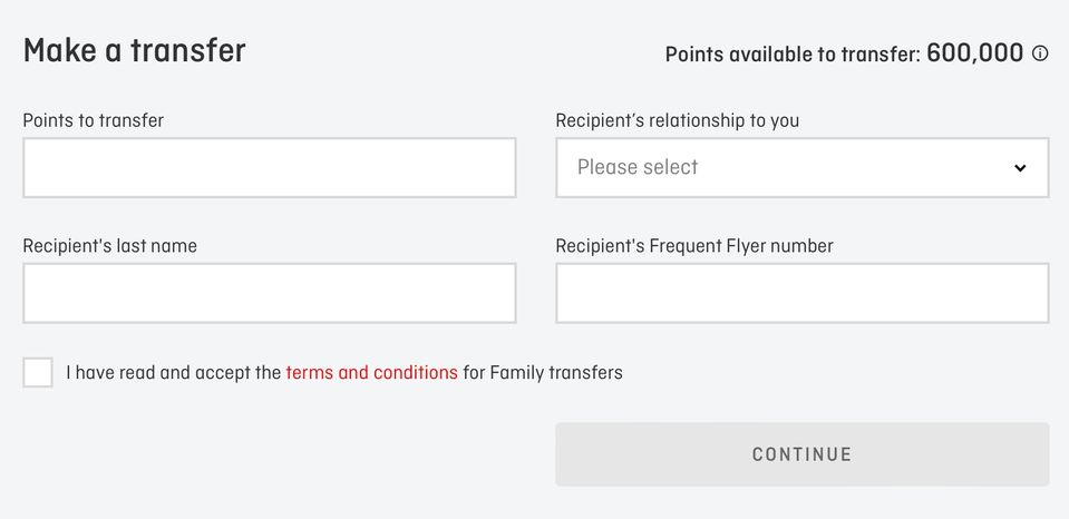 How to transfer Qantas Points to a family member.