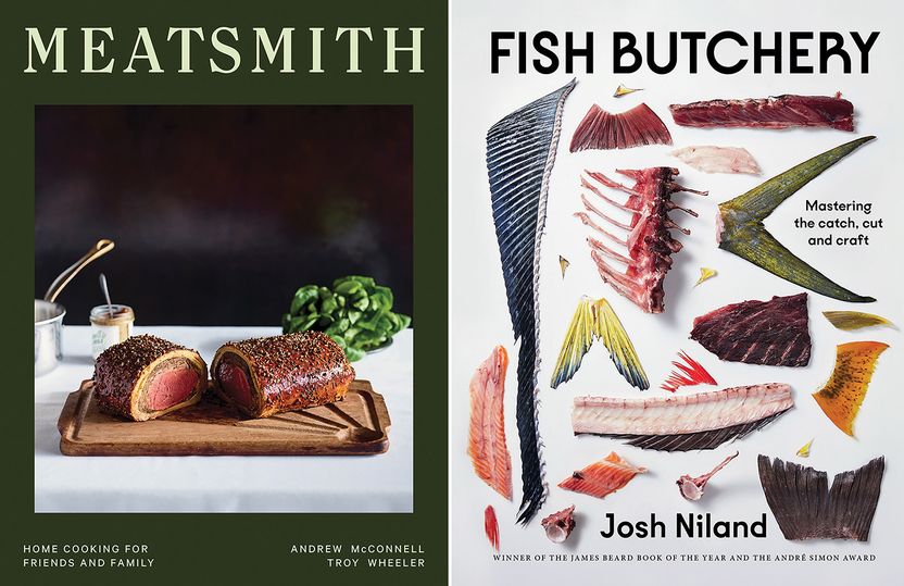 Meatsmith by Andrew McConnell and Troy Wheeler; and Fish Butchery by Josh Niland.