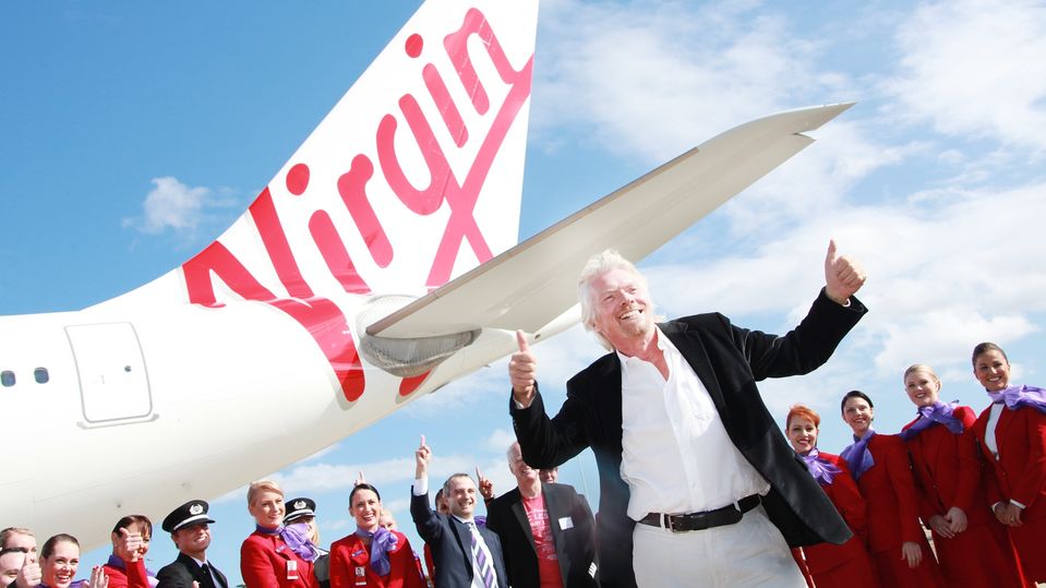 Sir Richard Branson kicked off the relaunch of vb to Virgin Australia.