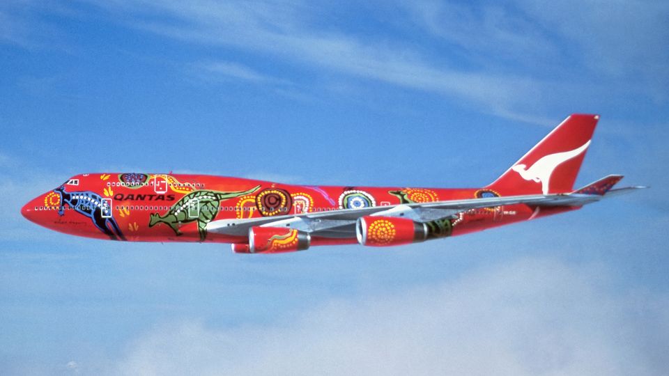 The Boeing 747 'Wunala Dreaming' was the first jet in the Qantas 'Flying Art' series.