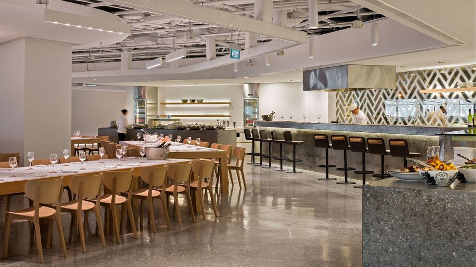 The lounge offers ample room for travellers to dine and relax.