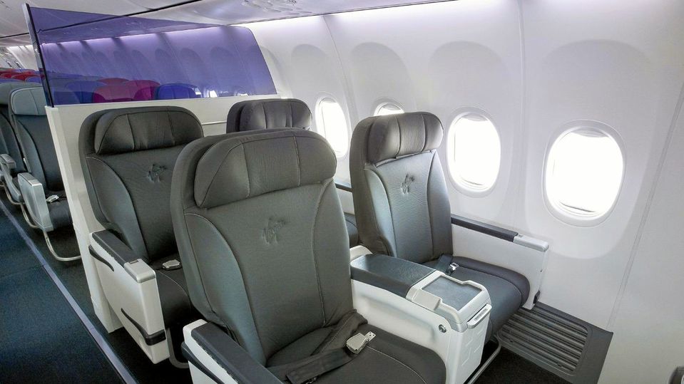 The familiar cabin divider between business and economy on Virgin's 737-800 fleet.