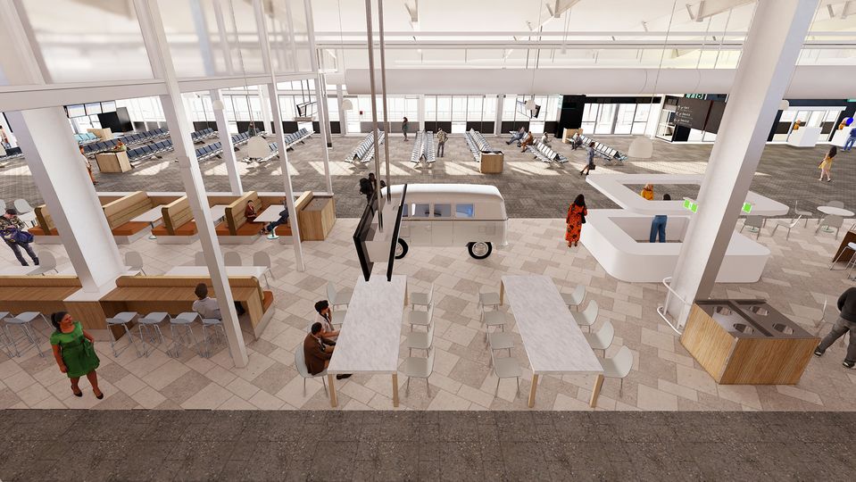 The terminal will have new spaces for seating and dining.