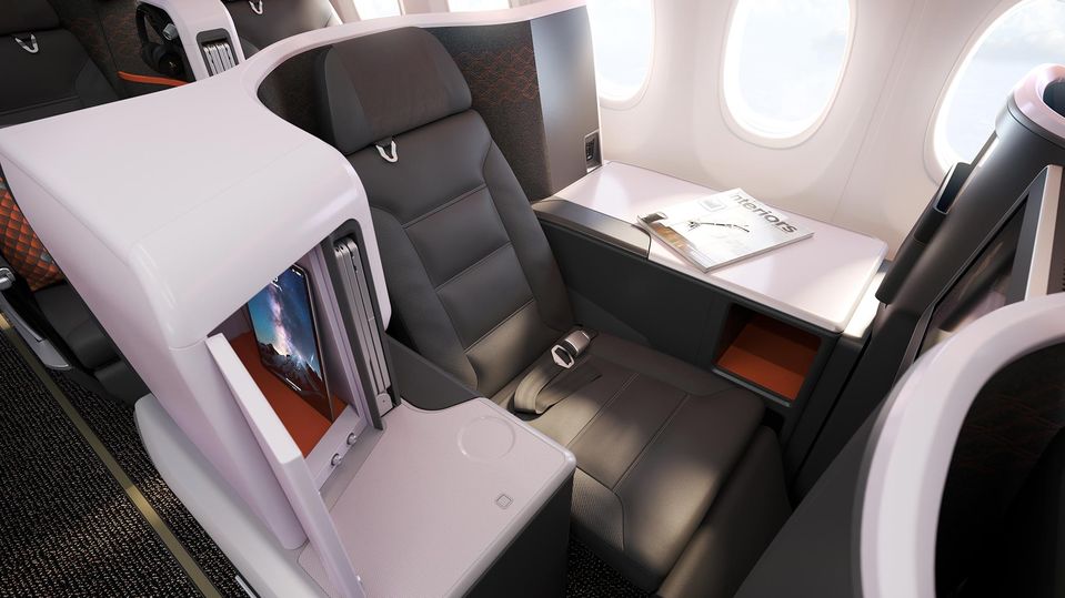Singapore Airlines Boeing 737 MAX business class.
