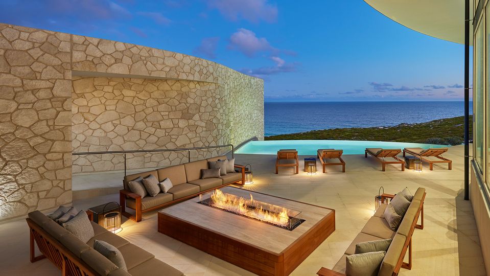 Take a dip or warm up by the fire on the Great Terrace.