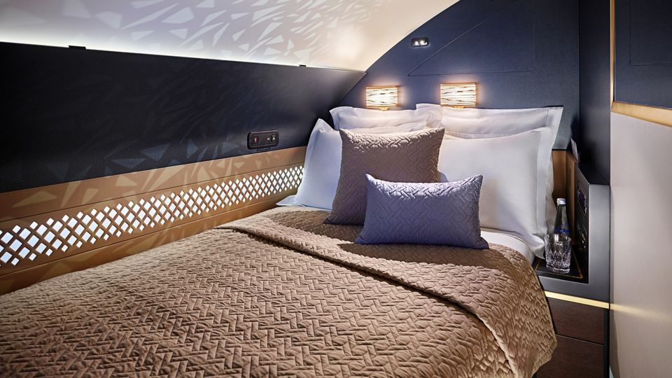 The bedroom in Etihad's A380 The Residence.